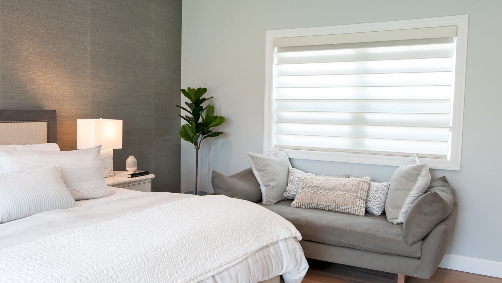 Sheer shade behind a daybed
