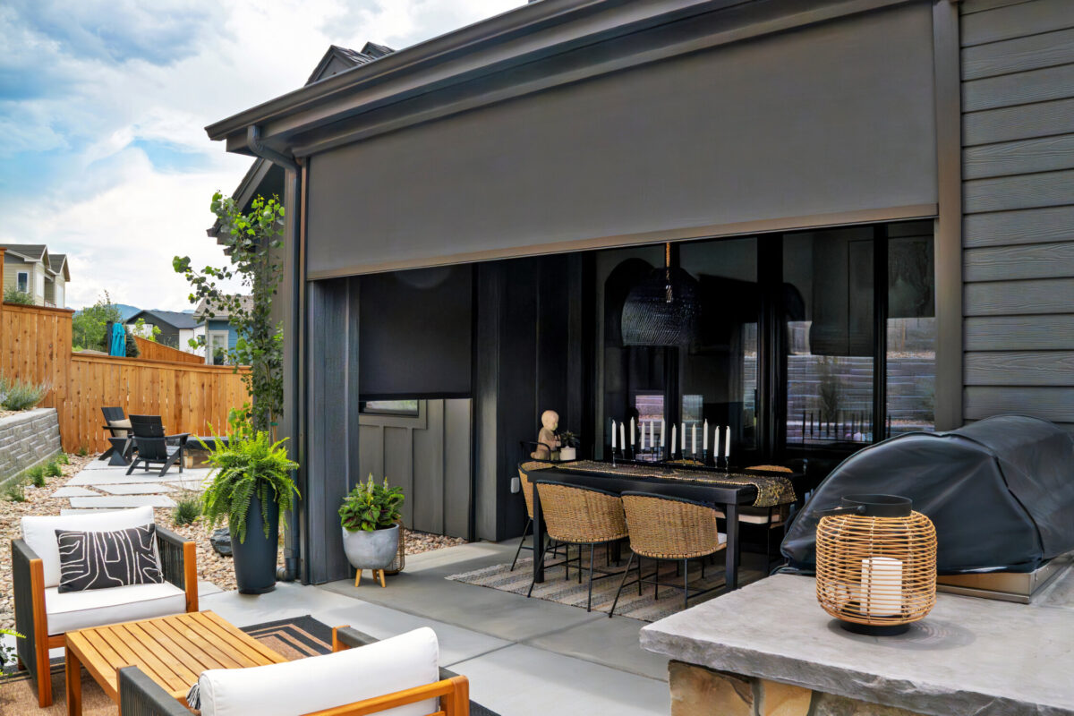 InsolRoll exterior patio shade on a modern covered patio