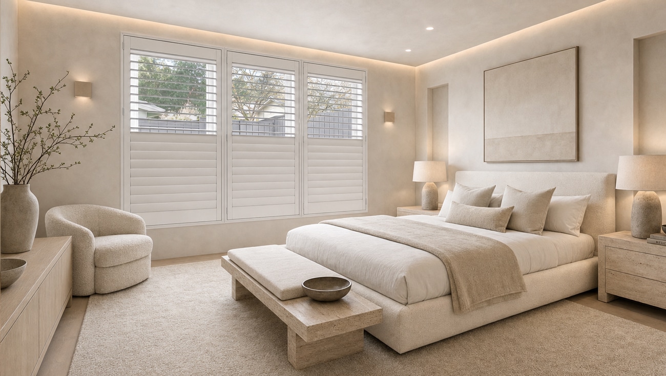 Bedroom with Norman plantation shutters